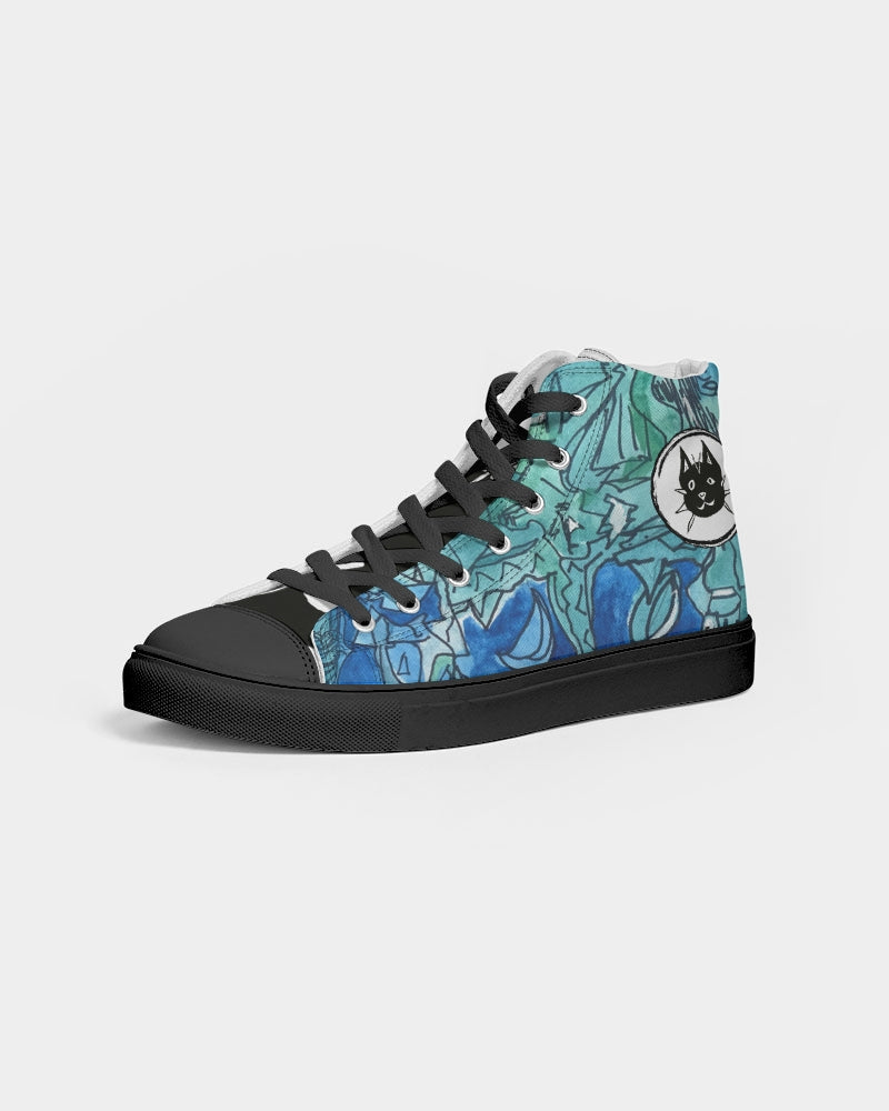 Purrr! Sammie at Sea Kitty Kicks Women's Hightop Canvas Shoe - Black Sole