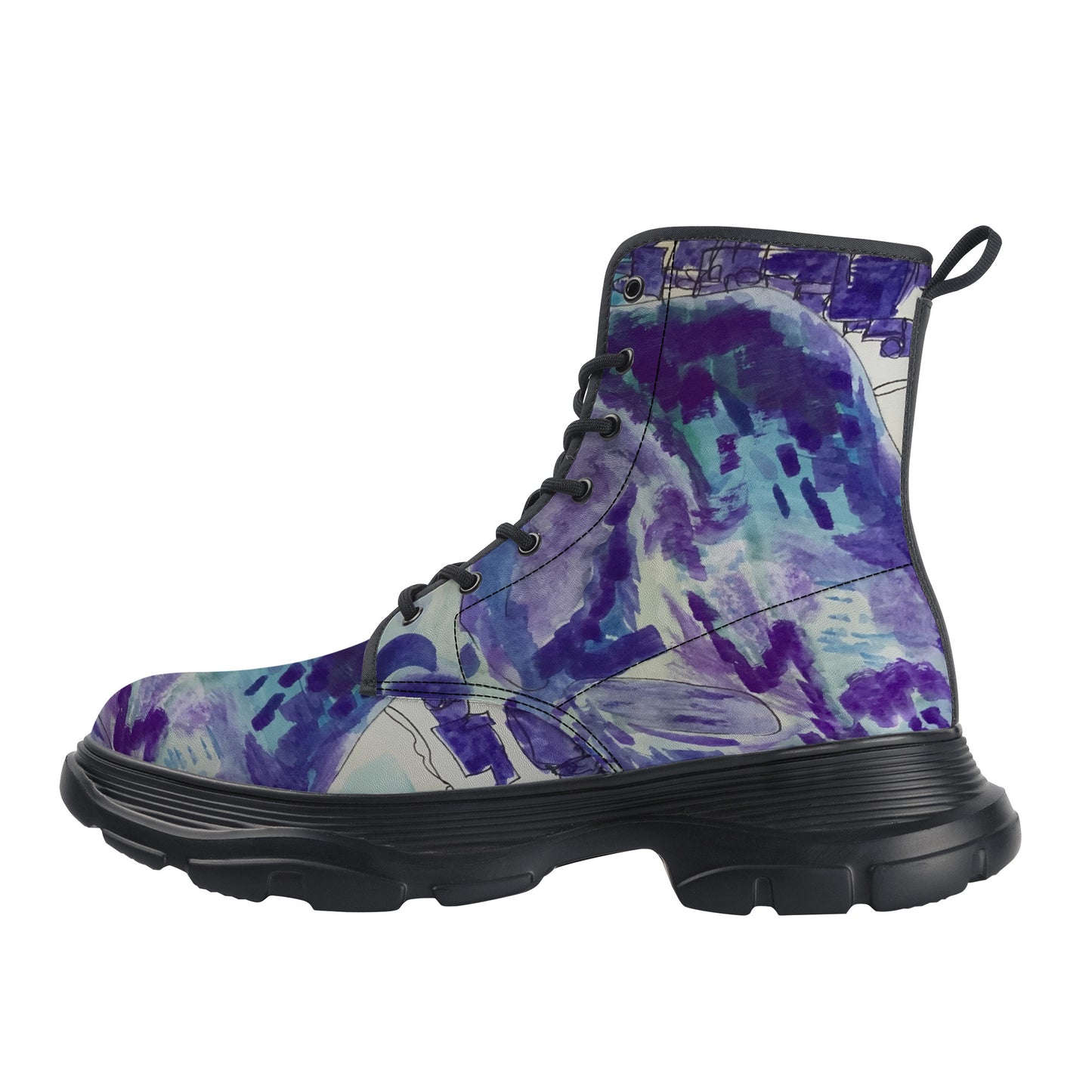 Fluid Blue Chunky Boots