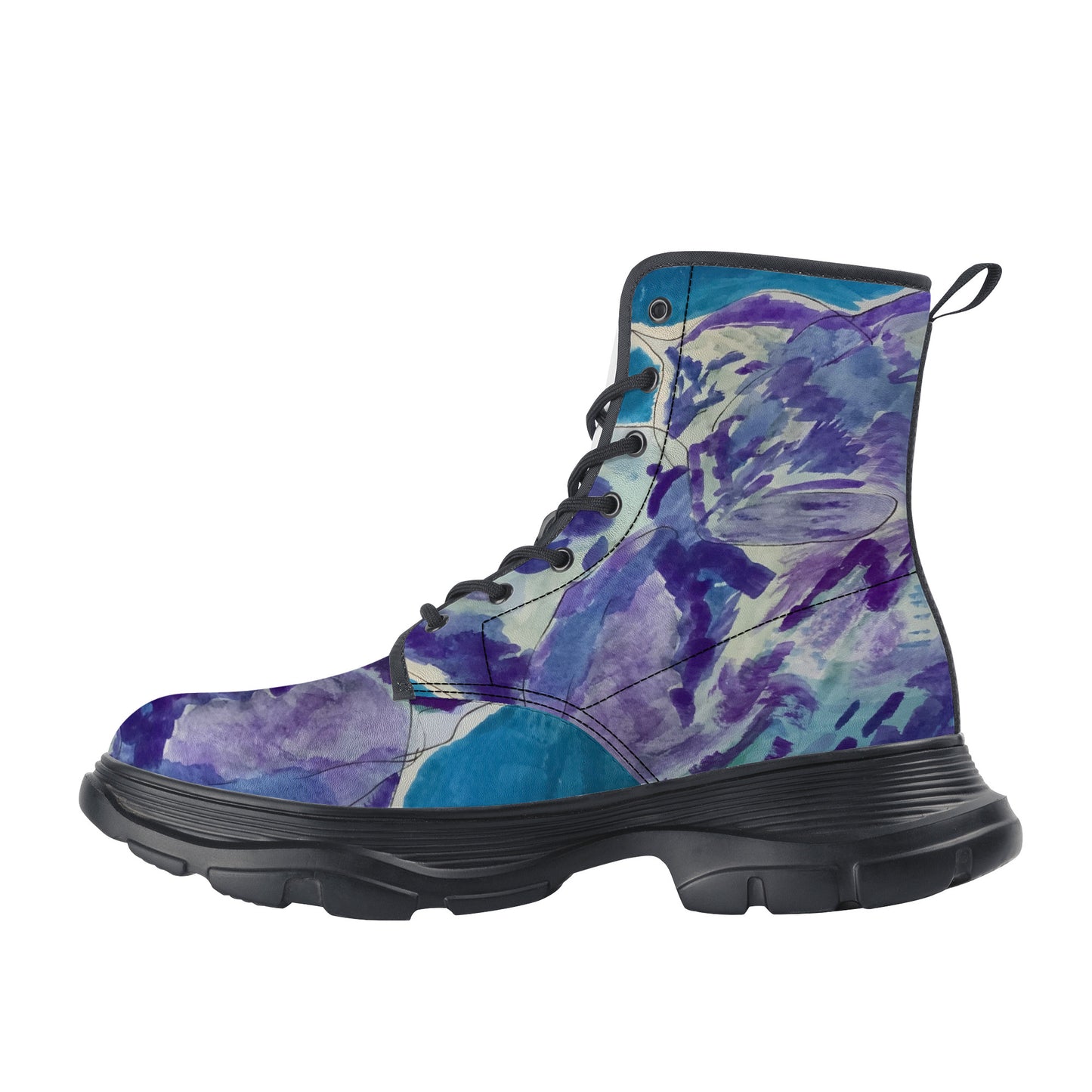 Fluid Blue Chunky Boots