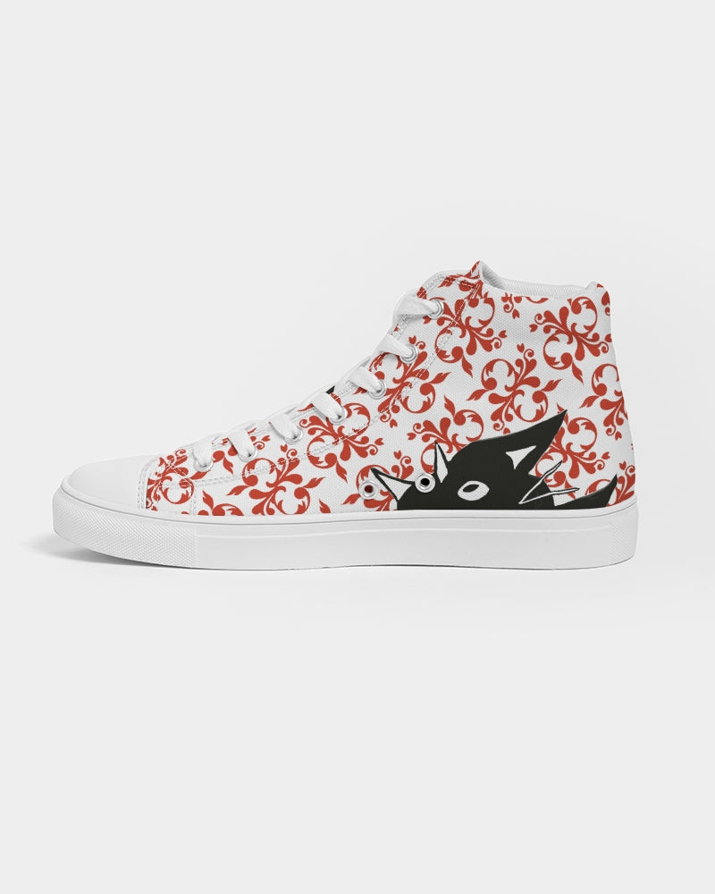 Purrrr! Fancy Sammie Cat in Red Women's Hightop Canvas Shoe