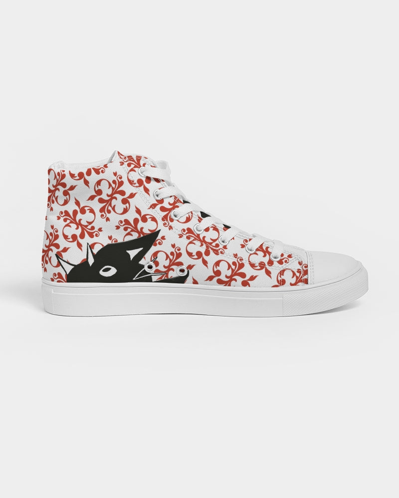Purrrr! Fancy Sammie Cat in Red Women's Hightop Canvas Shoe