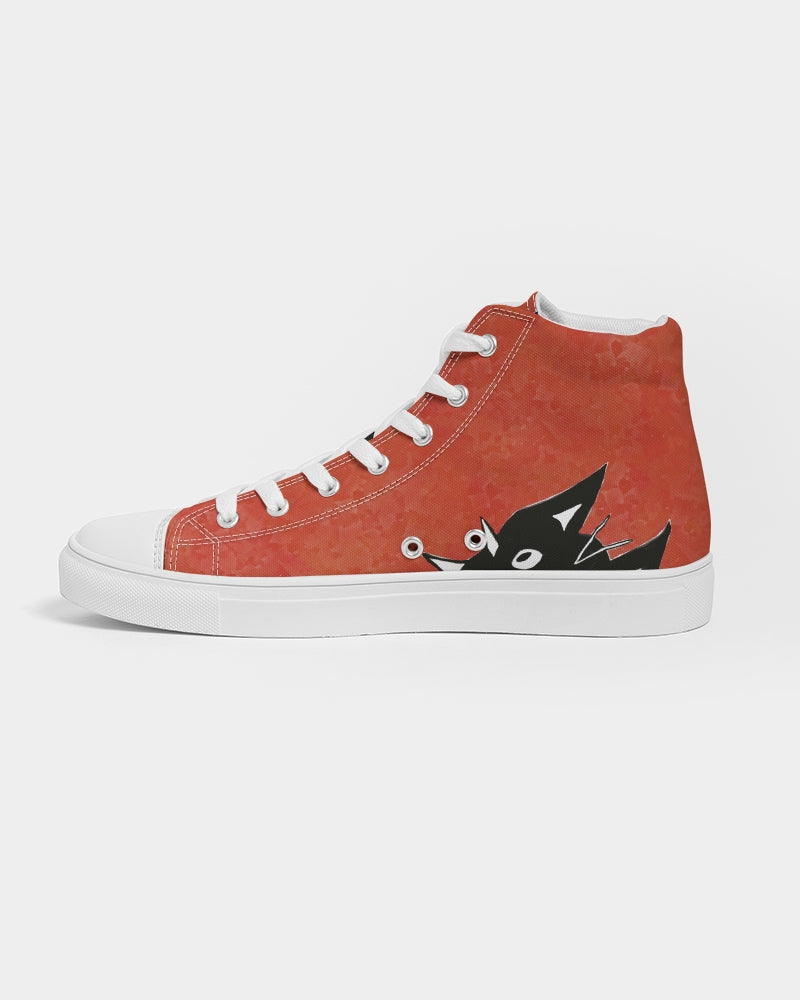 Laguna Beach, autism, sneakers, art, cats, kicks, custom design, skate shoes, neurodiversity, autism artist, custom kicks, red converse-style, original art