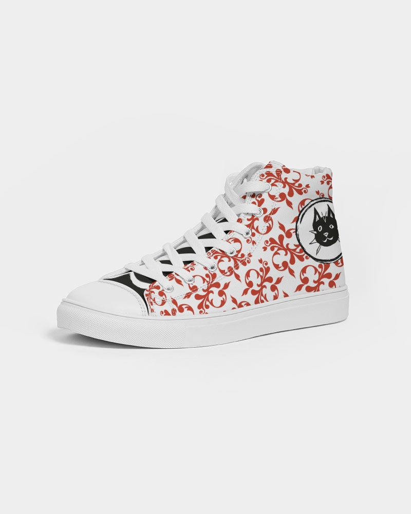 Purrrr! Fancy Sammie Cat in Red Women's Hightop Canvas Shoe