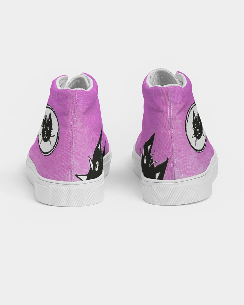 Barbie, Pink, converse-style, high top sneaker, cats, art, autism, Laguna Beach, skate shoe, neurodiversity, custom design, original art, kicks, women's shoes  Edit alt text
