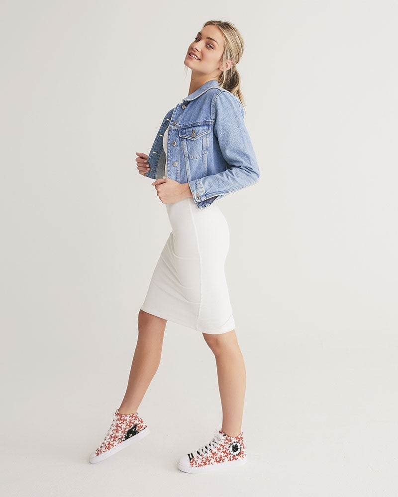 Purrrr! Fancy Sammie Cat in Red Women's Hightop Canvas Shoe