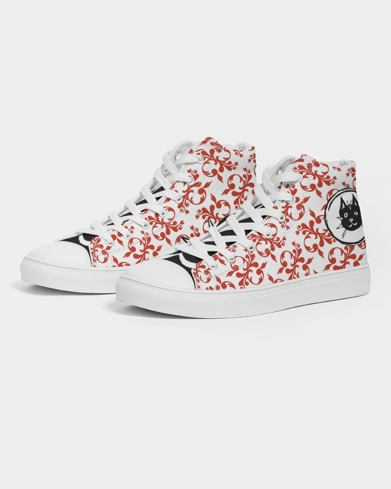 Purrrr! Fancy Sammie Cat in Red Women's Hightop Canvas Shoe